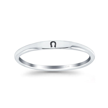 Lucky Horseshoe Oxidized Band Solid 925 Sterling Silver Thumb Ring (2.2mm)